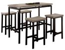 5 Pc Counter Height Table Set Two Tone Design Black Gray Dining Chairs Sturdy Metal Construction PVC Plastic Top Dining Room Furniture - as Pic