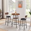 Round bar stool set with shelf, upholstered stool with backrest, Rustic Brown, 23.62'' W x 23.62'' D x 35.43'' H - as Pic