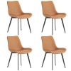 4pcs Disassembled PU Iron Pipe Curved Dining Chair Brown - as picture