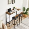 Bar Table Set with 2 Bar stools PU Soft seat with backrest, Rustic Brown,43.31'' L x 15.75'' W x 23.62'' H. - as Pic