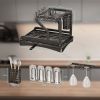 Dish Drying Rack 2 Tier Metal Kitchen Dish Rack with Utensil Holder Dish Drainers and Drainboard Sink Rack for Dishes  - Black