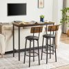 Bar Table Set with 2 Bar stools PU Soft seat with backrest, Rustic Brown,43.31'' L x 15.75'' W x 23.62'' H. - as Pic