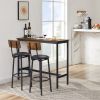 Bar Table Set with 2 Bar stools PU Soft seat with backrest, Rustic Brown,43.31'' L x 15.75'' W x 23.62'' H. - as Pic
