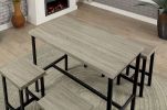 5 Pc Counter Height Table Set Two Tone Design Black Gray Dining Chairs Sturdy Metal Construction PVC Plastic Top Dining Room Furniture - as Pic