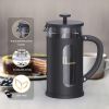 French Press Coffee Tea Maker; with 4 Level Filtration System Borosilicate Glass Durable Stainless Steel Thickened Heat Resistant - default