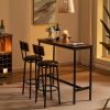 Bar Table Set with 2 Bar stools PU Soft seat with backrest, Rustic Brown,43.31'' L x 15.75'' W x 23.62'' H. - as Pic