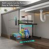 Double Sliding Metal Under Sink Organizer L Shape  - BLACK