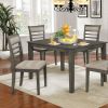5 Pc Dining Table Set Weathered Gray Dining Chairs & Table Solid wood Beige Padded Fabric Cushions Slat Back Chair Dining Room Furniture - as Pic