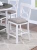 Counter Height Dining Table w Storage Shelve 4x Chairs Padded Seat Unique Design Back 5pc Dining Set White Color - as Pic