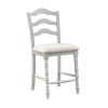 ACME Bettina 5PC COUNTER HEIGHT TABLE SET Beige Fabric, Antique White & Weathered Oak Finish DN01439 - as Pic