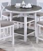 Counter Height Dining Table w Storage Shelve 4x Chairs Padded Seat Unique Design Back 5pc Dining Set White Color - as Pic