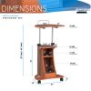 Techni Mobili Sit-to-Stand Rolling Adjustable Height Laptop Cart With Storage, Woodgrain - as Pic