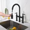 Pull Down Double Handle Kitchen Faucet-dk - Matte Black