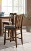 Natural Brown Finish Dinette 5pc Set Kitchen Breakfast Counter Height Dining Table wooden Top Cushion Seats High Chairs Dining room Furniture - as Pic