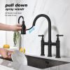 Pull Down Double Handle Kitchen Faucet-dk - Matte Black