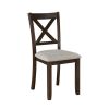 Dark Chery Finish Wooden Dining Set 7pc Dining Table and Beige Side Chairs Transitional Kitchen Breakfast Furniture Set - as Pic