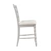 ACME Bettina 5PC COUNTER HEIGHT TABLE SET Beige Fabric, Antique White & Weathered Oak Finish DN01439 - as Pic