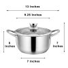 Stainless Steel 5QT Stock Pot with Tempered Glass Lid and Double Handles  - Stainless Steel