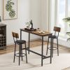Bar Table Set with 2 Bar stools PU Soft seat with backrest, Rustic Brown,43.31'' L x 15.75'' W x 23.62'' H. - as Pic